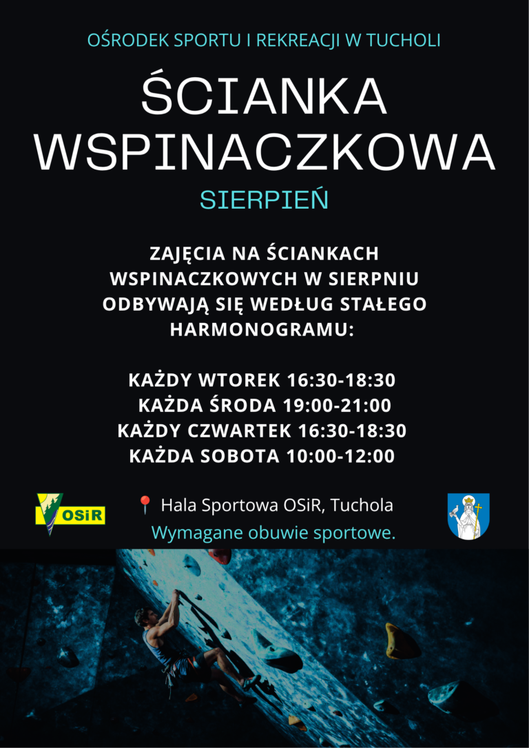 Harmonogram ścian wspinaczkowych – Sierpień